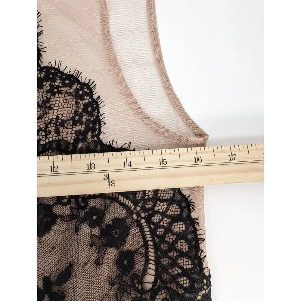 BCBG Max Azria "Avrey" NWT Black Beige Mesh Lace Nude Lining Dress 8 - Picture 12 of 13